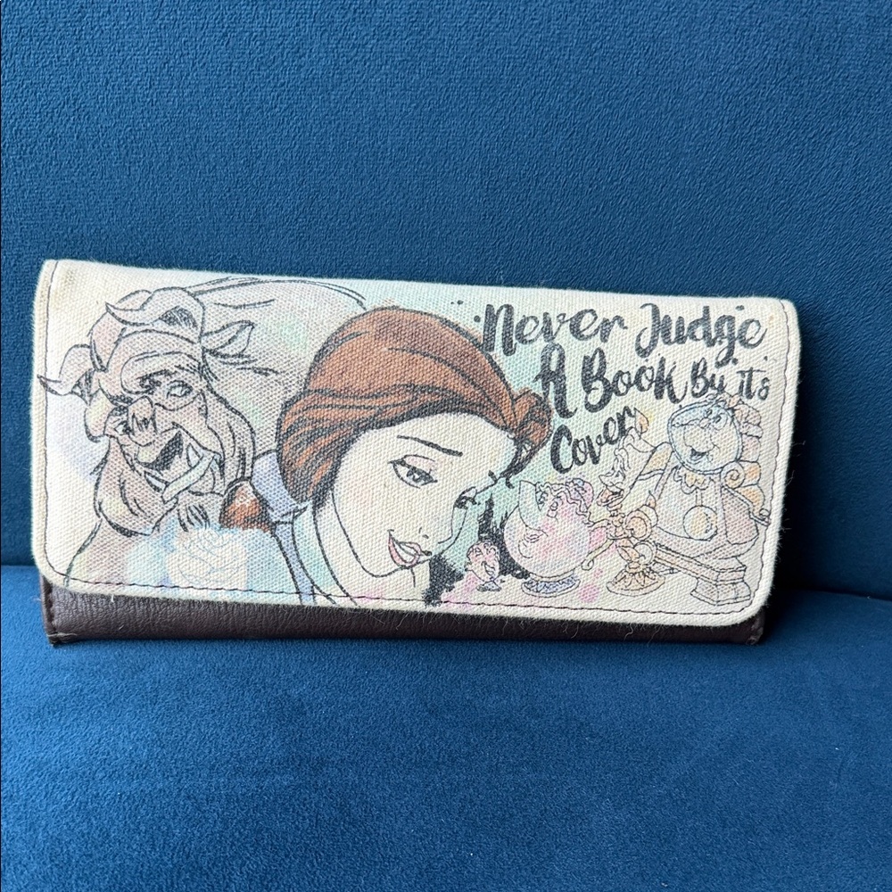Loungefly Belle Illustrated Trifold Wallet - Cream & Brown